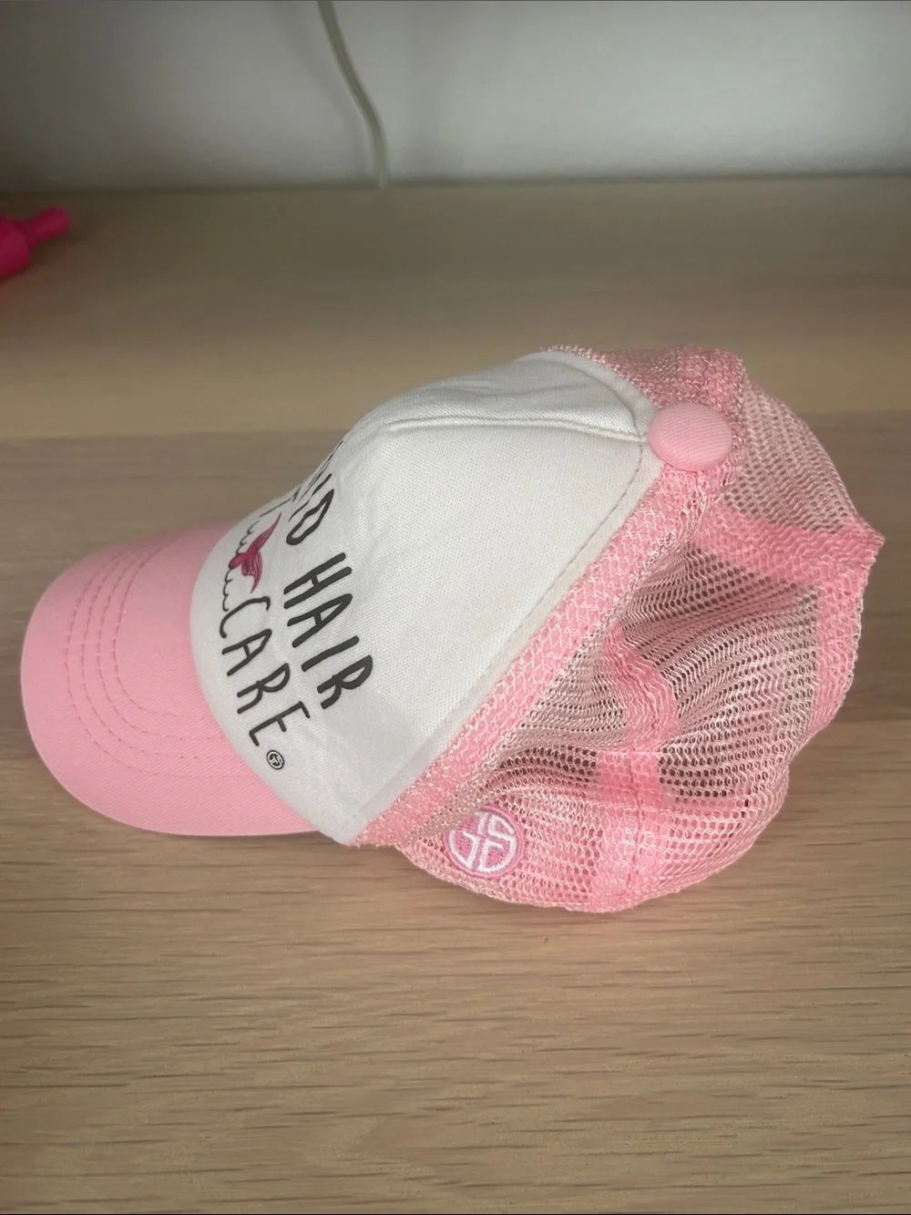 White & Pink 'Mermaid Hair Don't Care' Trucker Hat - 6-28 months
